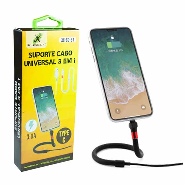 Suporte Universal 3 X 1 C/ Cabo Type C -mod. Xc-cd-81 Marca: X-cell
