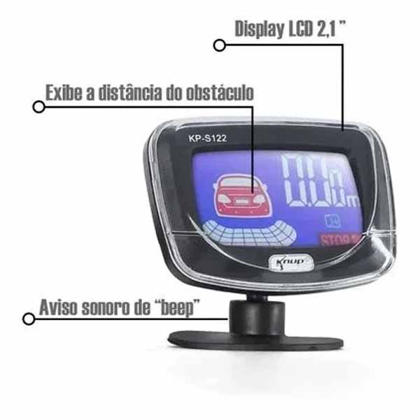 Sensor De Estacionamento Ré Universal Com Tela Lcd Colorida Cor Prata