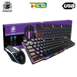 TECLADO E MOUSE GAMER RGB LUMINOSO START - NEMESI