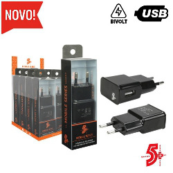 EN. CARREG. TOMADA USB MOBILE- 5V 2.1A - PRETO