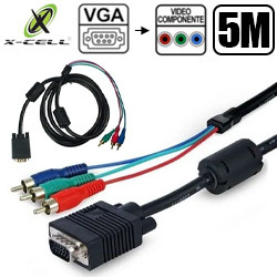 CABO ADAPTADOR VGA MACHO P/ VÍDEO COMPONENTE 5M XC-V