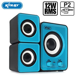 CAIXA DE SOM 12W KP-7023 RMS SUBWOOFER AZUL