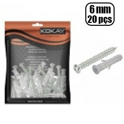 MDC. PARAFUSO C/ BUCHA 6MM (PCT C/ 20 PEÇAS) BLISTER