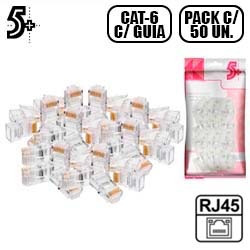 CONECTOR PLUG RJ45 - CAT6 C/ GUIA - (PCT C/ 50 UN.)