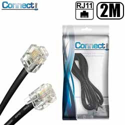 CABO DE TELEFONE LISO C/ RJ11 - 2M - PRETO (BLISTER)
