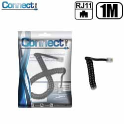 CABO DE TELEFONE ESPIRAL C/ RJ11 - 1M - PRETO (BLISTER)
