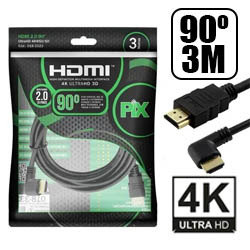CABO DE VIDEO HDMI 4K 90° c 3M 2.0 HDR 19P