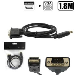 CABO DE VIDEO DISPLAYPORT P/ VGA 1.8M PRET