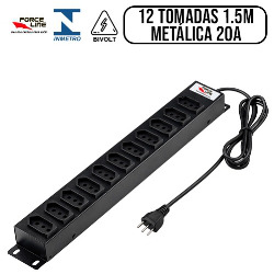 EN. FILTRO DE LINHA 12 TOMADAS RÉGUA METÁLICA RAC
