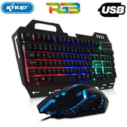 TECLADO E MOUSE GAMER SEMI-MECÂNICO RGB KP-2054 PR