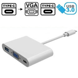 ADAPTADOR TYPE-C P/ USB 3.0 / VGA E TYPE-C (3 EM 1) REF.