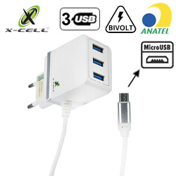 CABO CEL/DADOS (TOMADA) C/ 3 USB C/ CABO P/ V8 XC-UR12