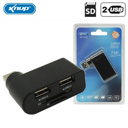 HUB USB 2.0 - 2P C/ LEITOR DE CARTÃO (GIRÁTORIO)