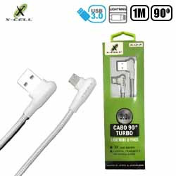 CABO CEL/DADOS USB 3.0 P/ IPHONE 90° MALHA 1M XC-CD-