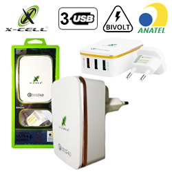 EN. CARREG. TOMADA 3 USB 5.1A 27W MOD. XC-UR21