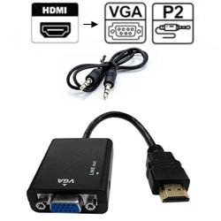 ADAPTADOR HDMI P/ VGA FÊMEA C/ SAÍDA DE ÁUDIO REF. F