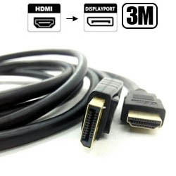 CABO DE VIDEO DISPLAYPORT P/ HDMI 3M PRETO