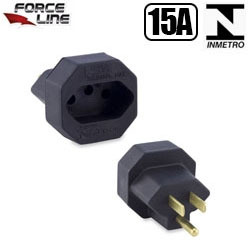 EN. ADAPTADOR TOMADA 15A TRIPOLAR MACHO ANTIGO P/ FE