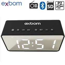 CAIXA DE SOM BLUETOOTH b5W RMS C/ HORA/ALARME/RADI