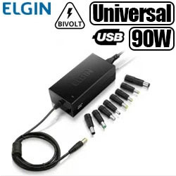FONTE P/ NOTEBOOK UNIVERSAL ELGIN 90W C/ 9 ADAP