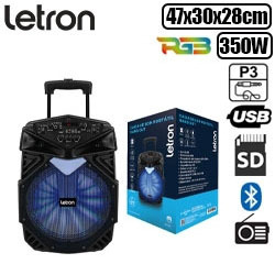 CAIXA DE SOM BLUETOOTH k350W RMS LED RGB E RADIO FM
