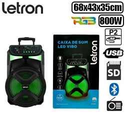 CAIXA DE SOM BLUETOOTH o800W LED RGB MULTIMIDIA VIBO