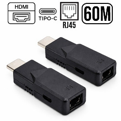 ADAPTADOR EXTENSOR HDMI E TYPE-C VIA RJ45 60M S/ FONTE