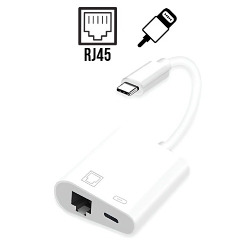 ADAPTADOR IPHONE P/ RJ45 C/ ENTRADA P/ ENERGIA REF. FY