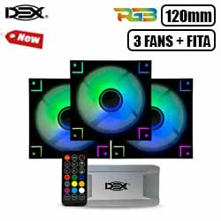 COOLER GAMER P/ GAB. KIT RGB MOD. DX-123D-PT (3 FANS 1