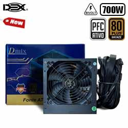 FONTE ATX 700W REAL PFC ATIVO 80 PLUS BRONZE DEX REF.
