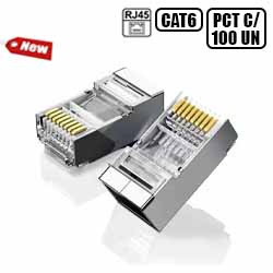 CONECTOR PLUG RJ45 - CAT6 - BLINDADO (PCT C/ 100 UN.