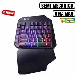 TECLADO GAMER SEMI-MECÂNICO RGB UMA MÃO
