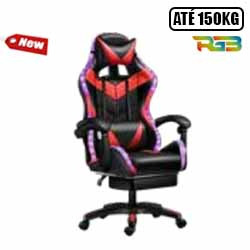 CADEIRA GAMER RGB VERMELHA (SUPORTA ATÉ 150KG