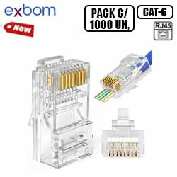 CONECTOR PLUG RJ45 - CAT6 *VAZADO*(PCT C/ 1000 UN.)