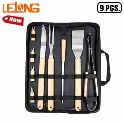 UD. KIT PARA CHURRASCO (9 PEÇAS) C/ ESTOJO REF. LE-498