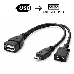 ADAPTADOR CABO USB "Y" OTG USB FEMEA P/ V8 FEMEA/ V8