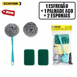 UDL. KIT LIMPEZA (1 ESFREGÃO + 1 PALHA AÇO + 2 ES