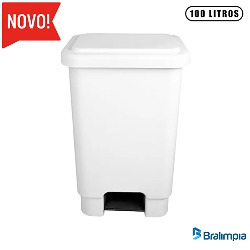 UDL. LIXEIRA 100L BRANCO COM PEDAL CP10BR BRALIMPIA