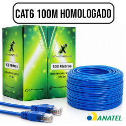 CABO DE REDE ROLO CAT6 100M-BOX (HOMOLOGADO) AZUL