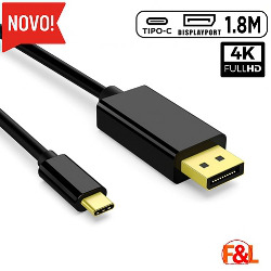 CABO DE VIDEO DISPLAYPORT P/ TYPE-C 4K 1.8M