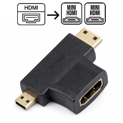 ADAPTADOR HDMI FÊMEA P/ MINI E MICRO HDMI MACHO REF.