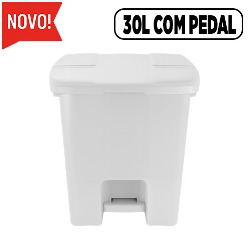 UDL. LIXEIRA PLAST. QUADRAD 30L C/ PEDAL BRANCO