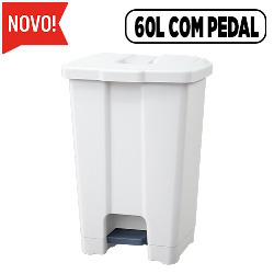 UDL. LIXEIRA PLAST. QUADRADO 60L C/ PEDAL BRANC
