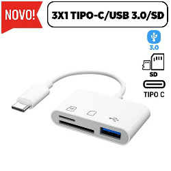 ADAPTADOR TYPE-C P/ USB 3.0 FEMEA + LEITOR DE CARTÃO