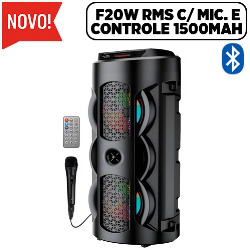 CAIXA DE SOM BLUETOOTH f20W RMS C/ MIC. E CONTROLE 1
