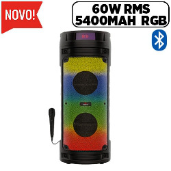 CAIXA DE SOM BLUETOOTH g60W RMS 5400MAH RGB C/ MIC.