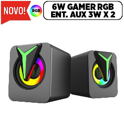 CAIXA DE SOM 6W GAMER D-GP203 LED RGB