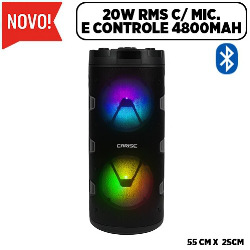 CAIXA DE SOM BLUETOOTH f20W RMS C/ MIC. E CONTROLE 4