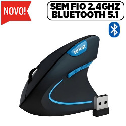MOUSE SEM FIO SEM FIO 2.4GHZ + BLUETOOTH 5.1 VERTIC