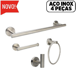 MDC.KIT ACESSORIOS P/ BANHEIRO/LAVABO EM ACO INOX